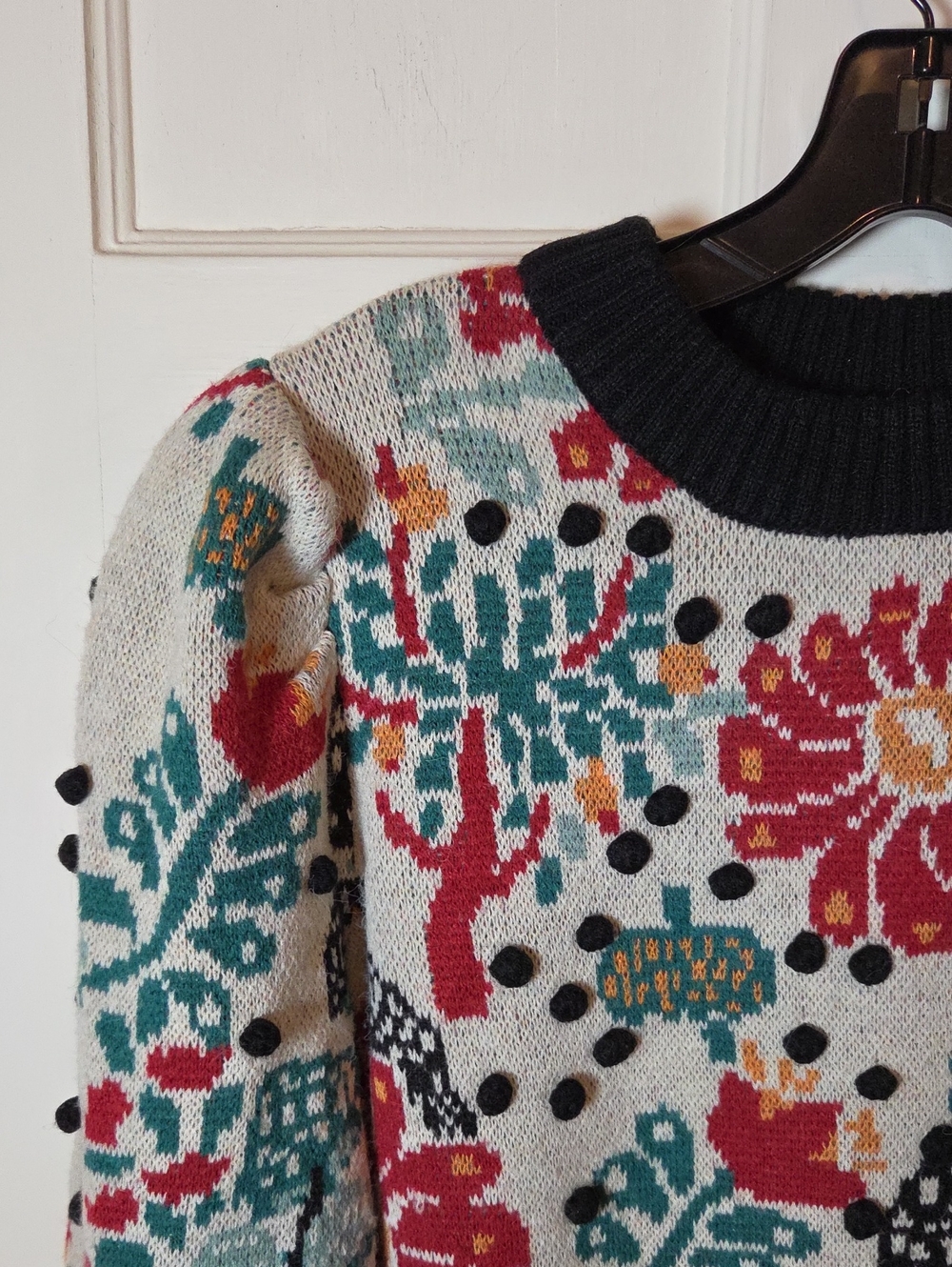 FARM RIO MUSHROOM FOREST SWEATER Puffed Sleeve Size Large - Picture 8 of 16